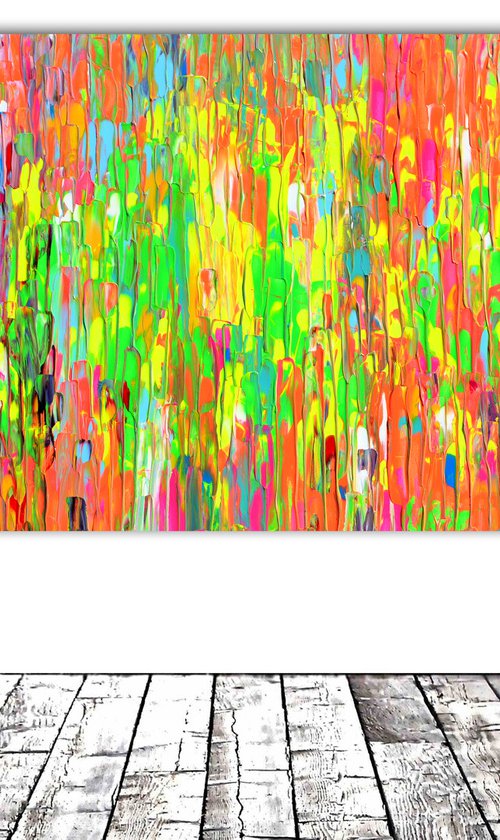 63x31.5'' Large Ready to Hang Colourful Modern Abstract Painting - XXXL Happy Gypsy Dance 11 by Soos Tiberiu