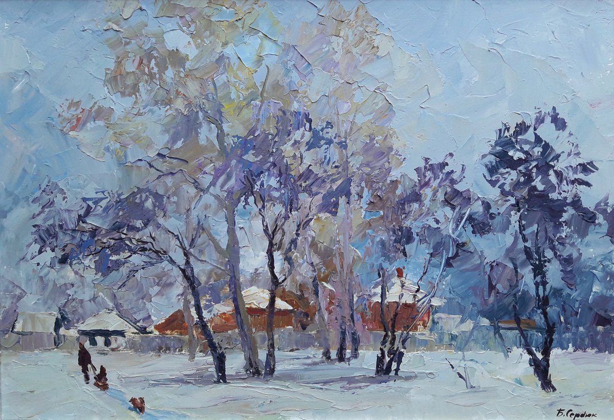 Oil painting Winter day nSerb196 by Boris Serdyuk
