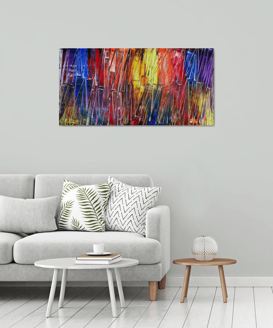 "The Piano Has Been Drinking" - FREE USA SHIPPING - Original Large PMS Oil Painting On Board - 48 x 24 inches