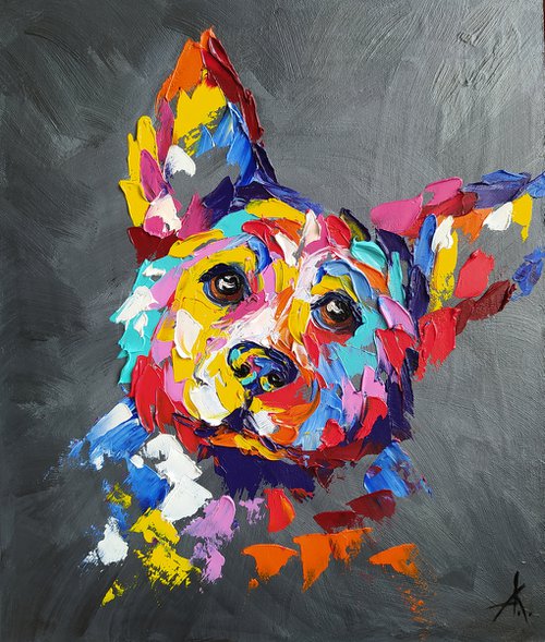 Little puppy - dog, animals, oil painting, puppy oil painting, dog oil painting, pet, pet oil painting, gift, animals art by Anastasia Kozorez