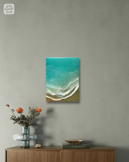 Gold beach #2 - Ocean waves painting by Ana Hefco