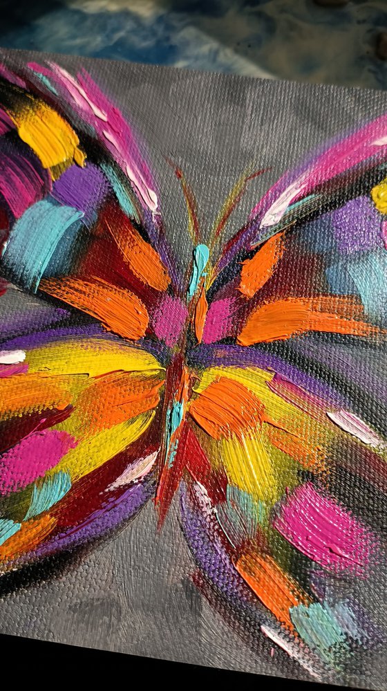 Winged dance - beautiful butterfly, butterfly, insects, small size, oil painting, butterfly oil, butterfly art, gift, art