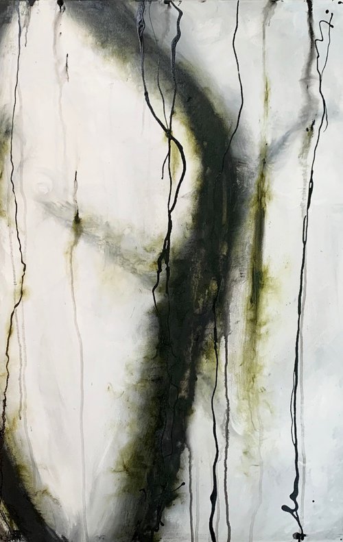 XL Charcoal Olive Abstract by Carol Wood