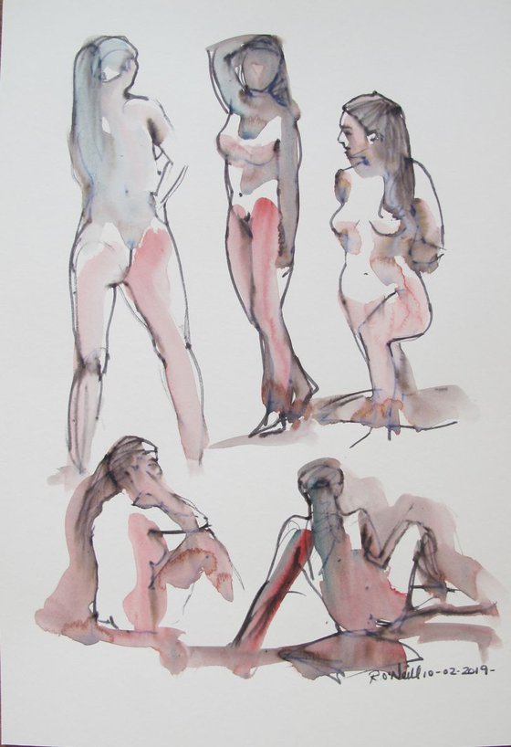 Female nude 5 poses