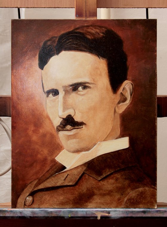 Nikola Tesla - Sepia Portrait