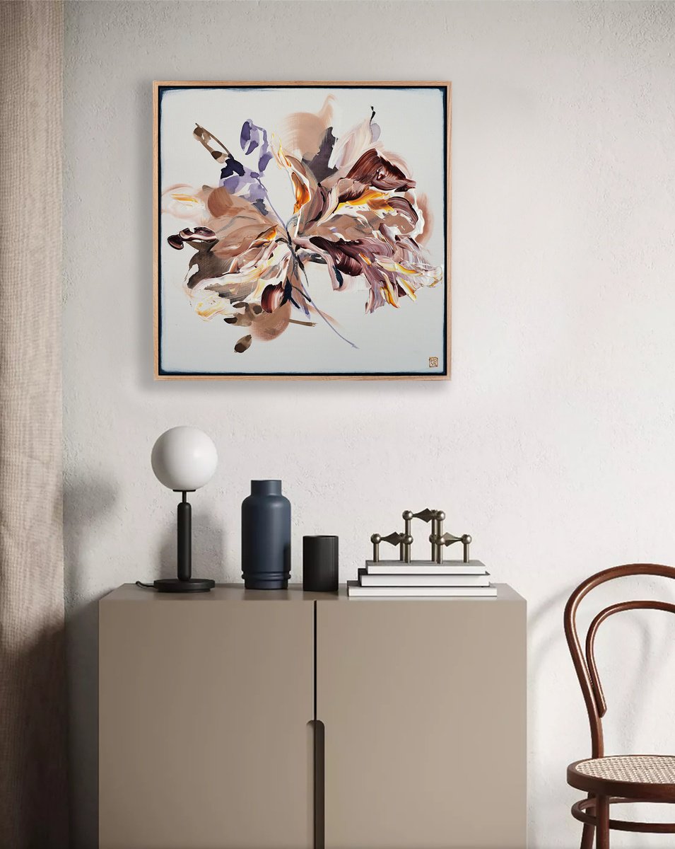 Abstract Acrylic Painting By Novi Lim, 22 X 22", Love Story Ii, Original Artwork