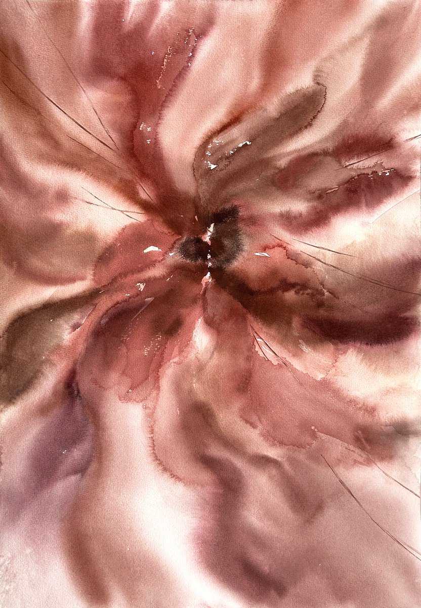 Brown abstract flower by Olga Grigo