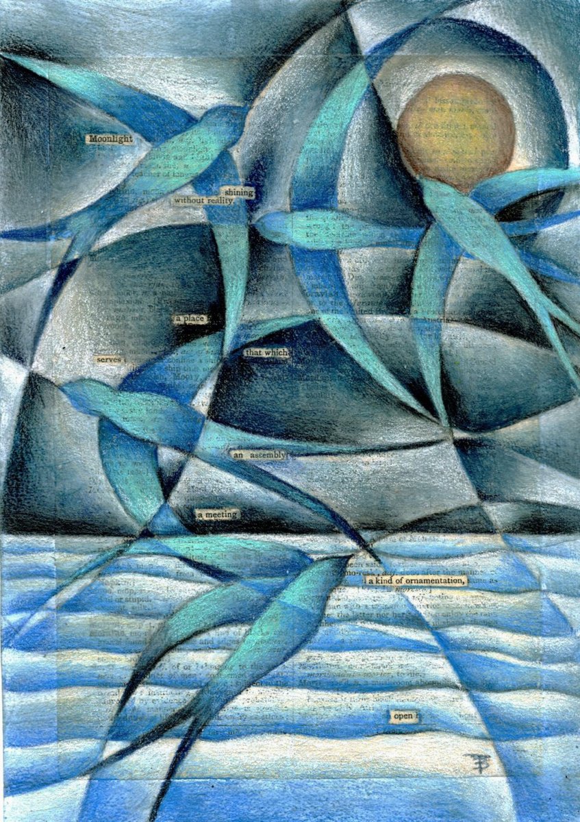 Organic Landscape Pencil Drawing By Tiffany Budd, 9 X 13", Moonlight Shining, Original Artwork