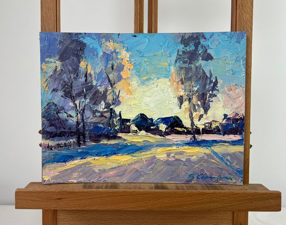 Winter Silence Between Trees and Houses