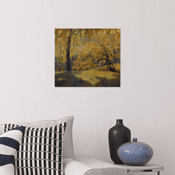 Sunlight autumn landscape painting