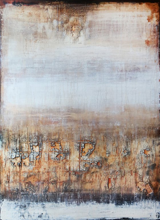 SANDSTORM - 110 X 80 CMS - ABSTRACT PAINTING TEXTURED * PASTEL COLORS