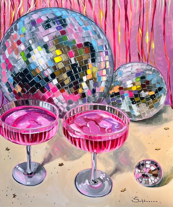 Still Life with Disco Balls and Cocktails