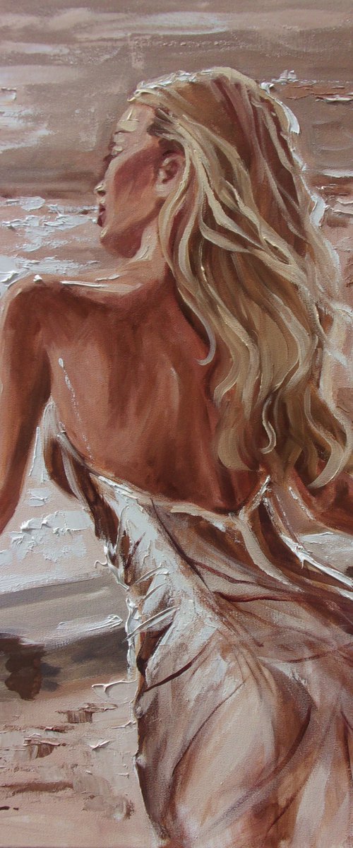 " MY CASTLE ... "- QUEEN liGHt  ORIGINAL OIL PAINTING, GIFT, PALETTE KNIFE (2021) by Monika Luniak