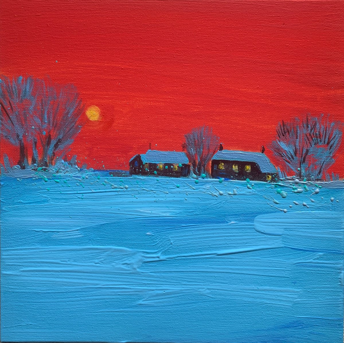 Impressionistic Landscape Acrylic Painting By Olga Pascari, 10 X 10", Landscape, Original Artwork