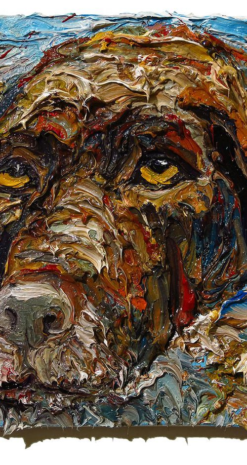 DOG LAYING ON BEACH (cat. ref. x1279) by David Padworny