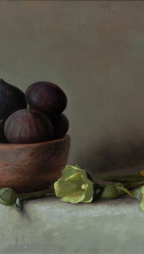 Violet and yellow, oil on canvas, 30x40cm 2018, original still life by Davit Davtyan