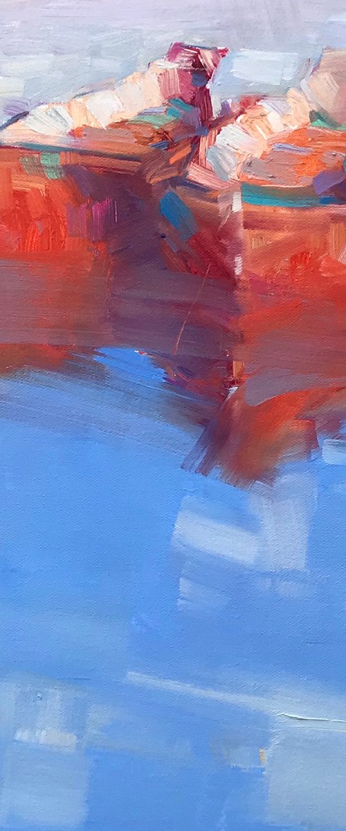 Rowboats, Original oil painting, Handmade artwork, One of a kind by Vahe Yeremyan