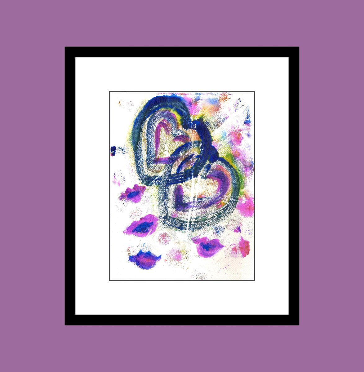 Expressive Abstract Limited Edition Print By Asha Shenoy, 7 X 10, Valentine Red Hearts, Original Artwork