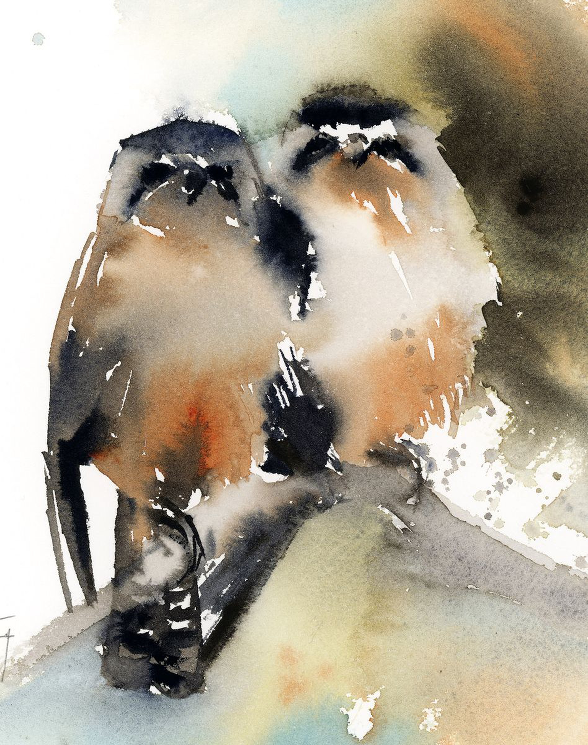 Birds Couple Loose Style Painting Artfinder