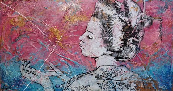 Musk Sunset 190cm x 100cm Geisha Textured Urban Pop Art