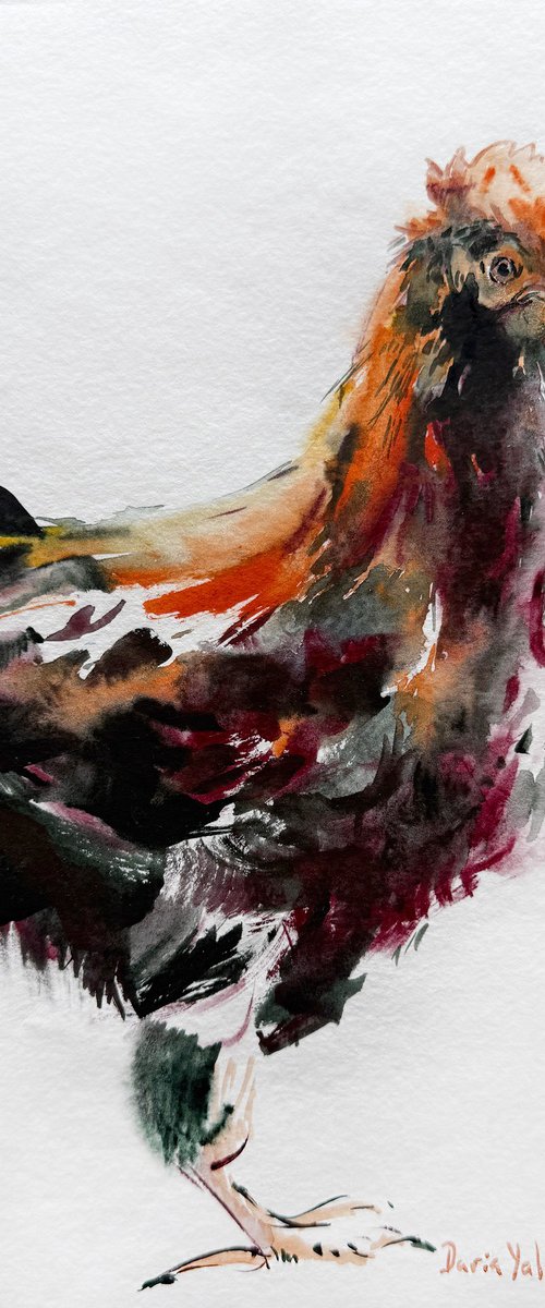 Burgundy Hen by Daria Yablon-Soloviova