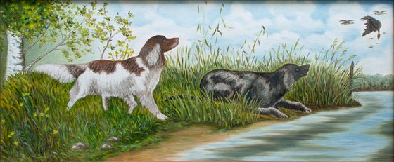 DUCK HUNTING by Vera Melnyk (Dog Painting, Gift, Wall Art, Animal Art)