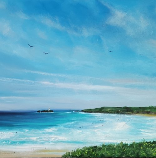 "Gwithian" - Cornish Seascape, Art, Skyscape by Mel Graham