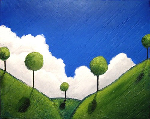 tree english landscape abstract "Eden of the East" impasto edition painting art canvas - 16 x 20 inches by Stuart Wright