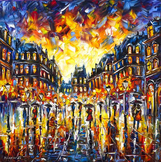 City in the Evening Rain