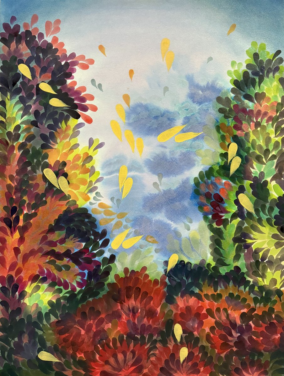 Organic Landscape Acrylic Painting By Shushanik Karapetyan, 21 X 27", Coral Reefs, Original Artwork