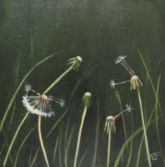 'Wishes on the Wind', Dandelion Painting, Floral