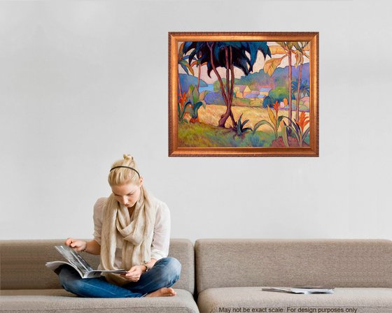 Golden palms above the village