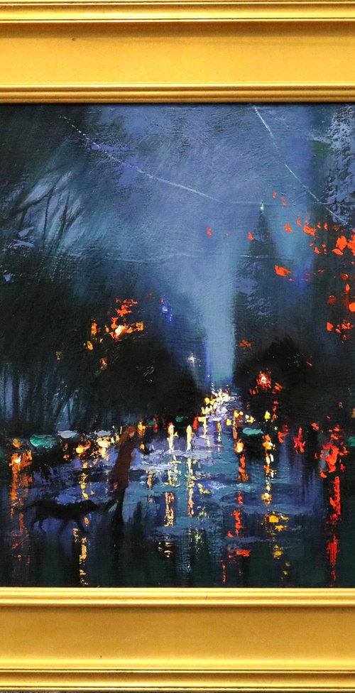 A Rainy Night at Central Park West by Chin H Shin