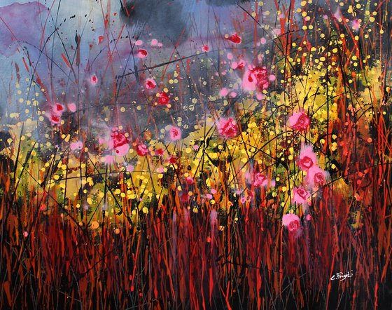 Overture #2 - Large  floral landscape