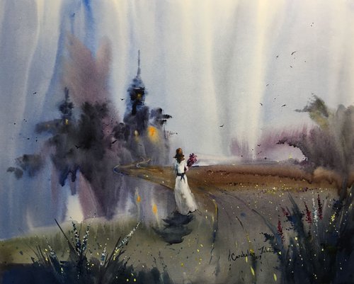 Watercolor "On The Way Home” by Iulia Carchelan