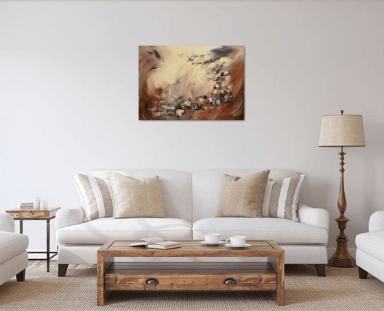 Le souffle de l'ange ABSTRACT LYRIC PALETTE KNIFE PAINTING READY TO HANG FREE SHIPPING