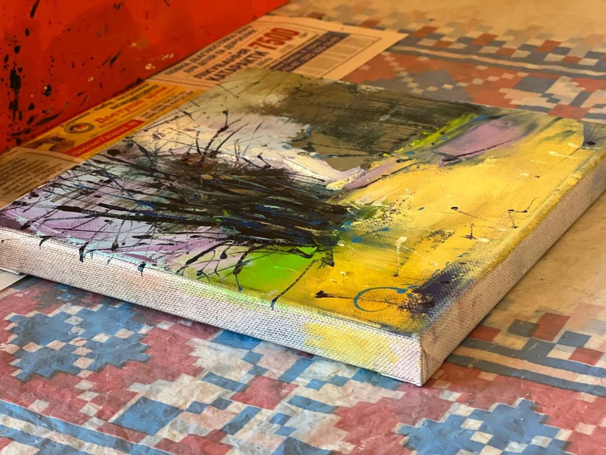 Landscape Oil Painting By Arman Allakhverdian, 8 X 8, Vyshneve Along The Road, Original Artwork