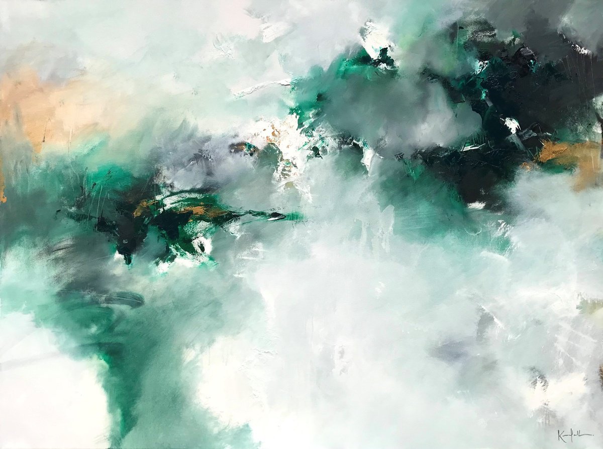 Abstract Oil Painting By Nicholas Kriefall, 48 X 36", Cutting Through Sawgrass, Original Artwork