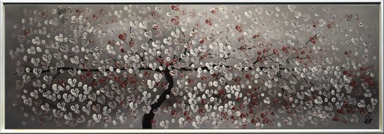 Blooming Tree acrylic abstract painting cherry blossoms nature painting framed canvas wall art