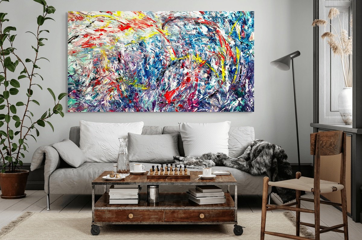 Organic Abstract Acrylic Painting By Estelle Asmodelle, 78 X 42, The Welcoming, Original Artwork