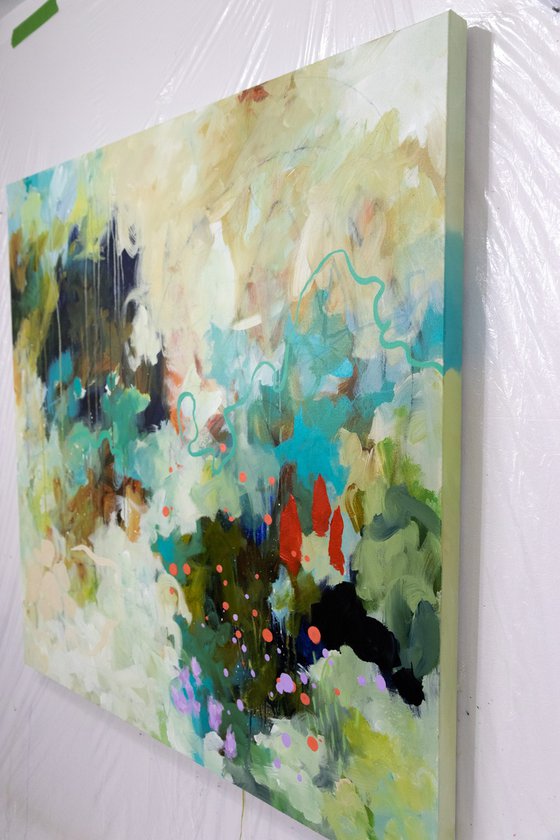 J'ai cueilli pour toi - Abstract landscape painting - Ready to hang