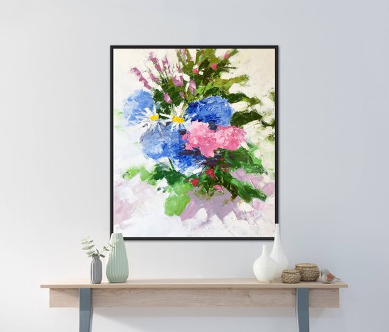 Impasto flowers painting