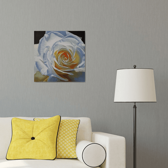 "Glowing."  rose flower  liGHt original painting  GIFT (2021)