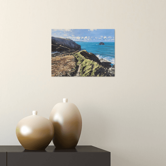 Trebarwith Strand from the coastal path, Cornwall