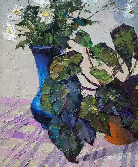 Still Life with Begonia and Daisies