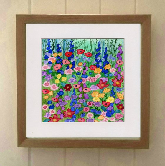 Wildflowers Two - mounted watercolour, small gift idea