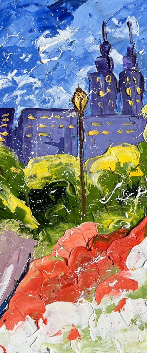 New York - original oil impasto painting by Halyna Kirichenko