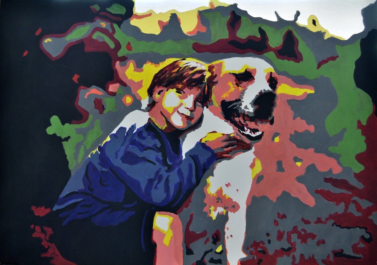 Abstract Portrait Acrylic Painting By Simona Tsvetkova, 28 X 20", Smile Ii, Original Artwork