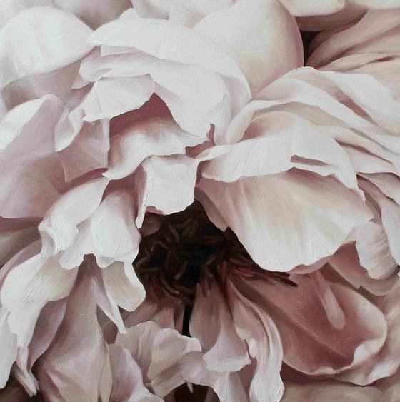 "Blossomed peony 2"  Pink white flower art