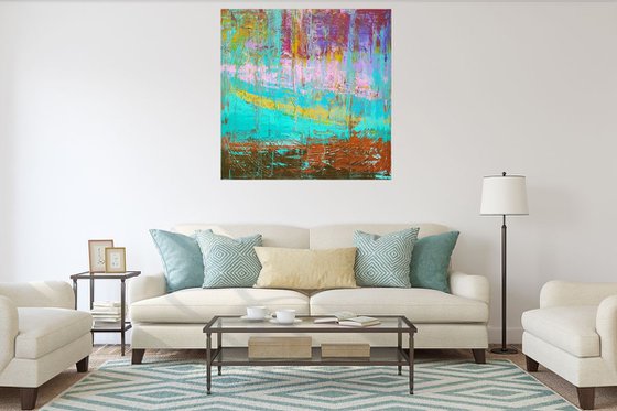 Sailing throught your destiny - large  colorful textured palette knife painting